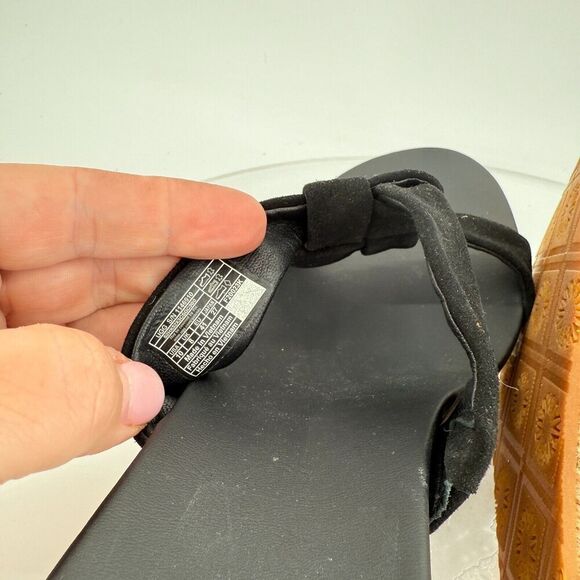 UGG Niyomee Espadrille Wedge Sandal Women's Size 10 Black Suede Leather Slide - Picture 12 of 14